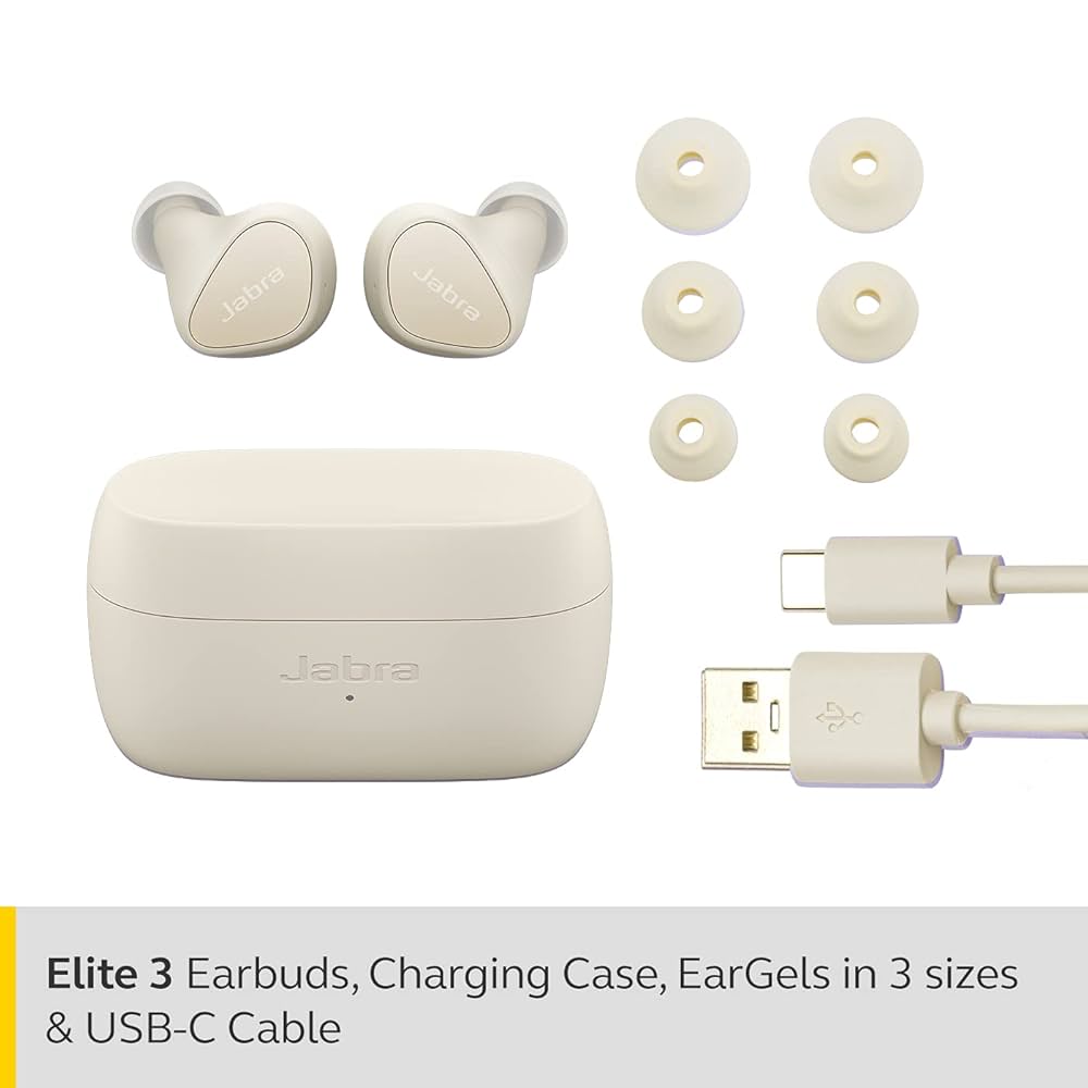 Jabra Elite 3 ワイヤレスイヤフォン ホワイト　クリーム色 7f094bad02890b300b49b3093bc3d8
